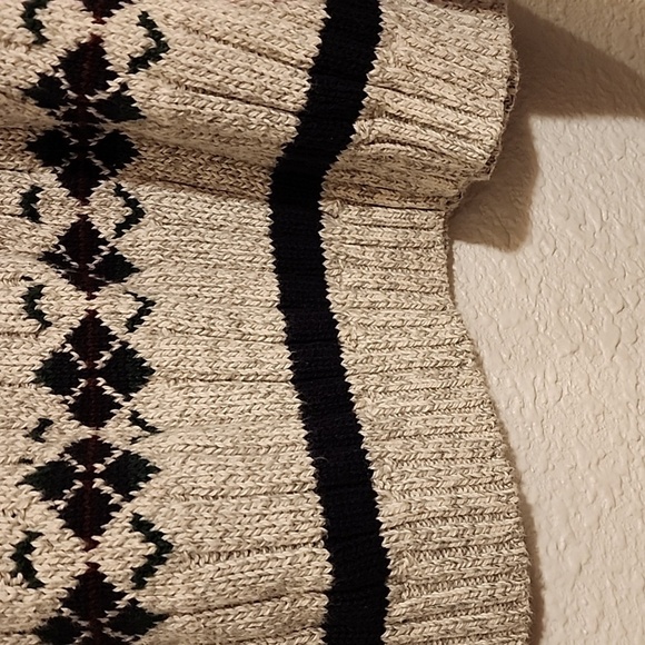Vintage Saddlebred Men’s M Sweater Gray Rib Knit Crewneck Diamond Stripe 90s Cab - Picture 8 of 13